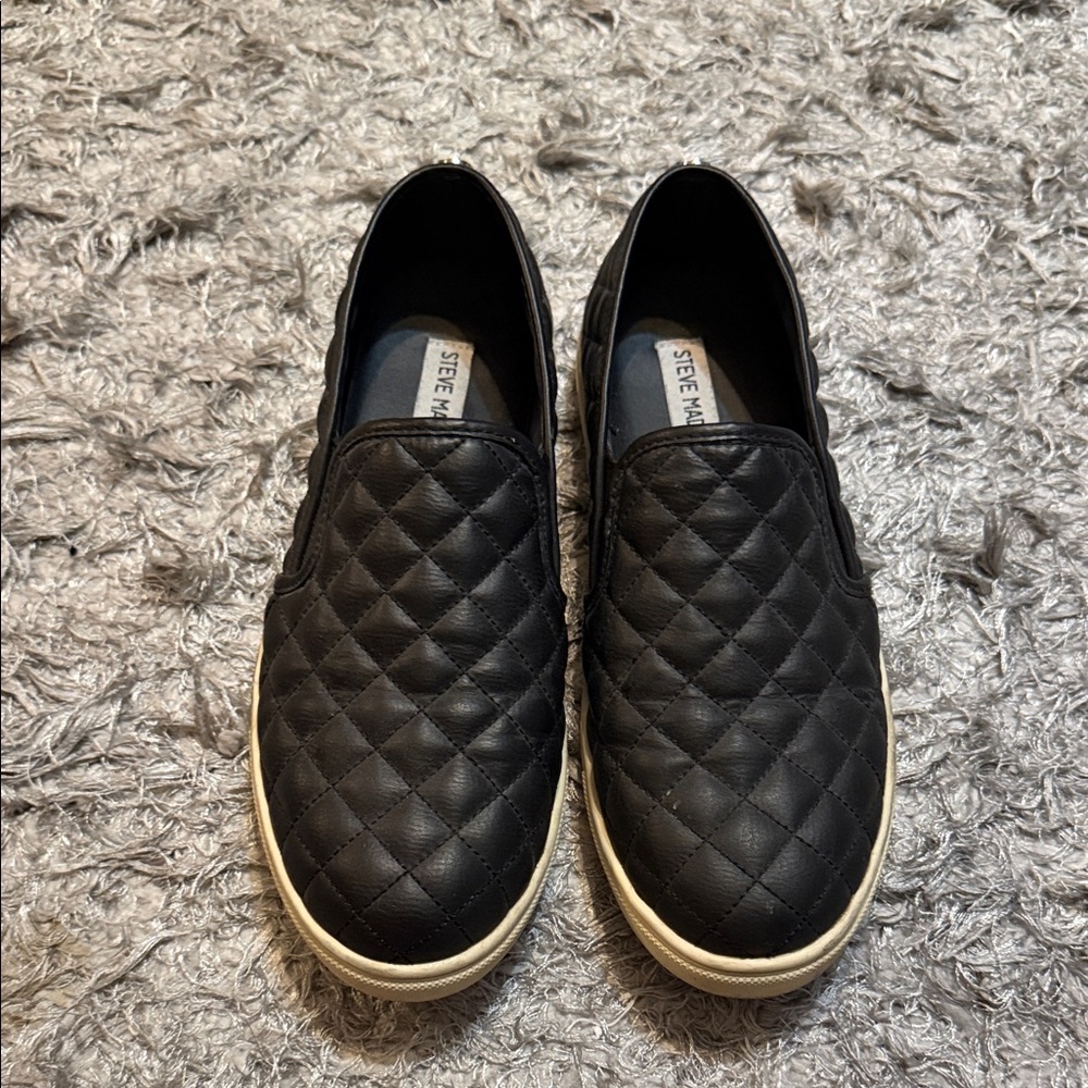 Steve Madden Black Quilted Slip-Ons